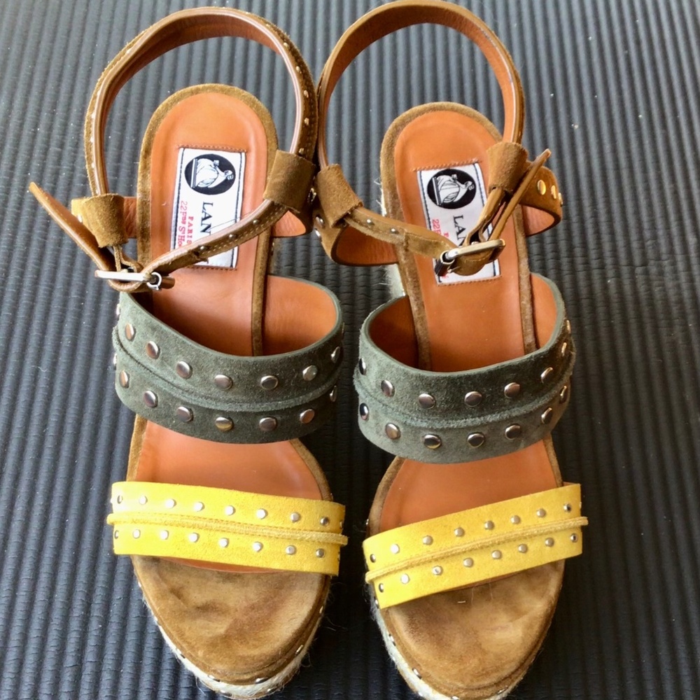 Lanvin Suede Platform Espadrilles  (size 38/5)